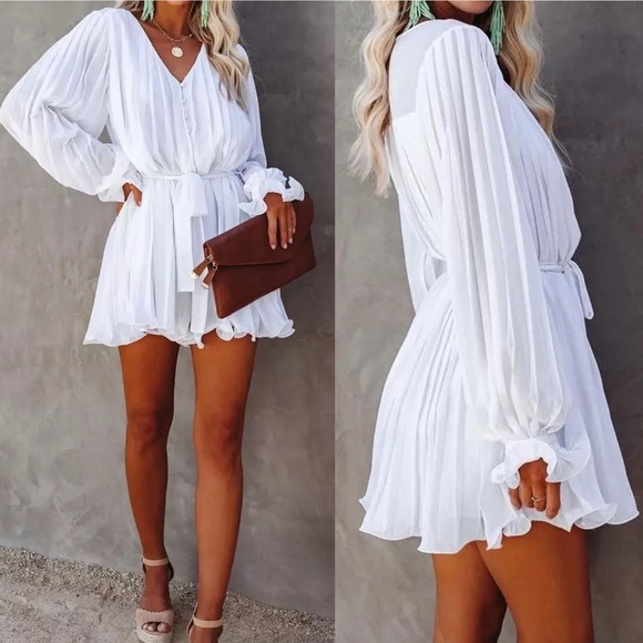 Boardwalk Beauty White Belted Mini Dress - Picture 11 of 11